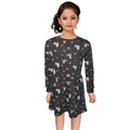Dark Grey Pony Terry All Printed Graphic Frock Girls Winter Collection