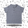 Slub Gray Striped Left Chest Pocket Kids T Shirt