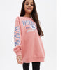 Mid Pink Detroit Logo Long Sweatshirt Girls Winter Collection