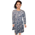 Light Grey All Printed Graphic Frock Girls Winter Collection