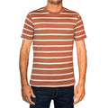 Grab Fashions Men's Brown & White Stripe T Shirt